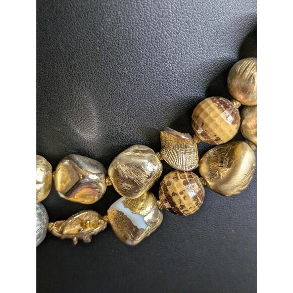 VTG Signed Hattie Carnegie Two Strand Goldtone & Silver Tone Beaded 19" Necklace - Picture 14 of 15